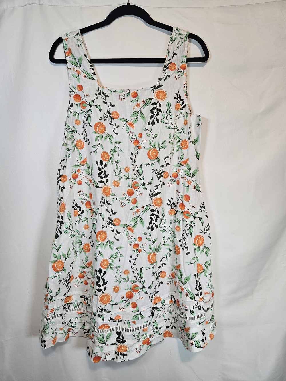 Joie White Midi Dress with Orange and Green Citrus Print